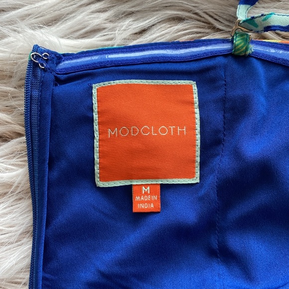 Modcloth Tropical Turquoise Floral Halter Convertible Mini Dress Medium - Picture 7 of 12